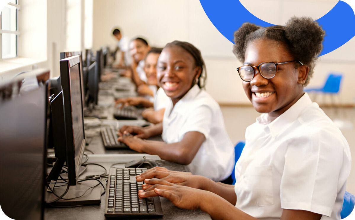 Students learning together in a school computer lab